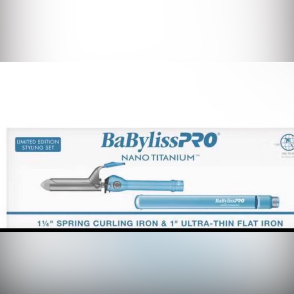 BaBylissPRO Nano Titanium Curling Iron and Flat Iron Set - Blue
